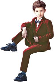 img 1 attached to 👔 Stylish Yanlu 5 Piece Boys Suits Set: Formal Velvet Suit with Blazer, Vest, Pants, Shirt, and Bow Tie