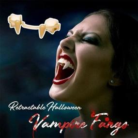 img 4 attached to Realistic Retractable Halloween Vampire Fangs Teeth - Scary Creepy Fake Vampire Fangs Teeth for Kids and Adults: Cosplay Accessories and Reusable Prop for Halloween Party Decoration