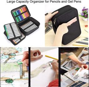 img 2 attached to 🖍️ BTSKY Colored Pencil Case: High Capacity Pen Organizer with 300 Slots, Double Zippers, & Multilayer Holder for Prismacolor Crayola Colored Pencils, Watercolor Pens & Gel Pens - Black