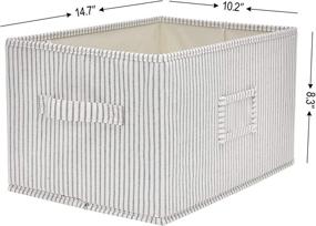 img 2 attached to 📦 Stylish Storage Solution: Large 3-Pack Gray and White Striped StorageWorks Storage Boxes with Handles for Shelves and Decorative Baskets
