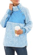 viishow women's quilt coat: stylish long sleeves, turtleneck, sherpa fleece pullover with pocket logo