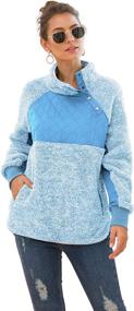 img 3 attached to VIISHOW Women's Quilt Coat: Stylish Long Sleeves, Turtleneck, Sherpa Fleece Pullover with Pocket