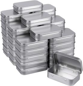 img 4 attached to 📦 Pack of 40 Silver Mini Portable Tin Containers - Tamicy Metal Rectangular Empty Hinged Tins for Small Storage and Craft Organization - 3-1/2'' X 2-1/2'' X 4/5''