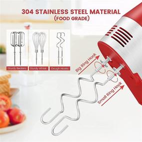 img 1 attached to Kuopry Hand Mixer Electric: 5-Speed Handheld Mixer with Turbo and Eject Button, 250W Kitchen Mixer, 6 Stainless Steel Attachments - Red