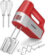 kuopry hand mixer electric: 5-speed handheld mixer with turbo and eject button, 250w kitchen mixer, 6 stainless steel attachments - red логотип