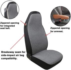 img 1 attached to 🚗 Premium Black and Grey High Back Front Seat Covers for Chevy Silverado, Dodge Ram, Ford F-Series Trucks with Built-in Seat Belts – Perfect Fit for Pickups