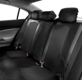 img 3 attached to FH Group Faux Leather Highest Grade Car Seat Covers For Front And Rear Split Function - Universal Fit For Cars Trucks And SUVs (Solid Black)