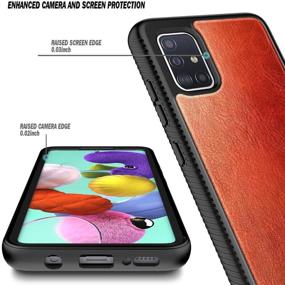 img 3 attached to 📱 E-Began Case for Samsung Galaxy A51 4G with [Screen Protector], Full-Body Protective Shockproof Rugged Bumper Cover, Durable Impact-Resistant Phone Case - Leather Brown