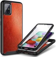 📱 e-began case for samsung galaxy a51 4g with [screen protector], full-body protective shockproof rugged bumper cover, durable impact-resistant phone case - leather brown logo