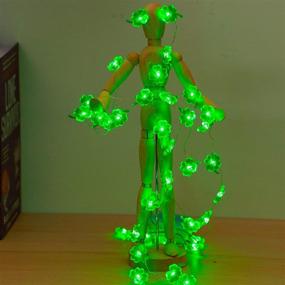 img 1 attached to 🍀 Shamrock LED String Lights: Festive St. Patrick's Day Decor for Bedroom Party Feast - Battery Powered & Remote Control - 10ft 40 LEDs - Irish Green Decoration