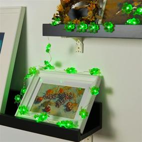 img 3 attached to 🍀 Shamrock LED String Lights: Festive St. Patrick's Day Decor for Bedroom Party Feast - Battery Powered & Remote Control - 10ft 40 LEDs - Irish Green Decoration