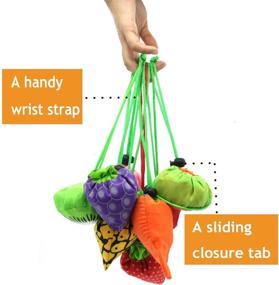 img 3 attached to YUYIKES 10PCS Fruits Reusable Grocery Shopping Tote Bags | Folding Pouch Storage Bags | Convenient Grocery Bags for Shopping & Travel