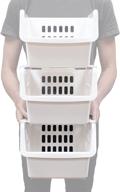 📦 medium size 3 pack stackable storage bins – heavy duty stacking baskets for organizing shelf, pantry, linen, closets, dog toys, under sink – superior alternative to wire organizer basket logo