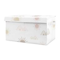 🌵 boho desert sun girl small toy bin storage box for baby nursery or kids room - blush pink mauve gold taupe bohemian watercolor mountains southwest nature outdoors logo