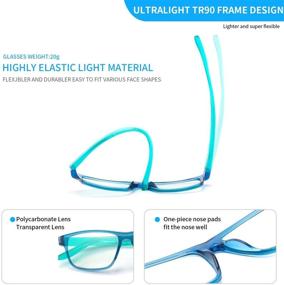 img 2 attached to IVNUOYI Blue Light Blocking Glasses TR90 Lightweight Square Frame Computer Accessories & Peripherals