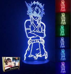 img 4 attached to 🎁 Anime 3D Illusion Lamp for Boys Girls Kids, My Hero Figure LED Night Light with Smart Control, Multicolor Changing Table Lamp - Home & Room Decor, Ideal Birthday & Christmas Gifts