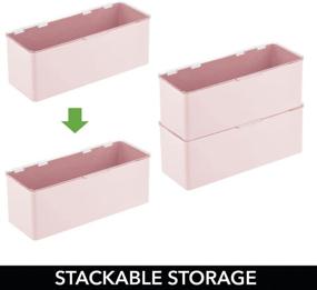 img 2 attached to Efficient Household Storage with mDesign Stackable Plastic Organizer Box - Entryway, Closet, Kitchen, Bathroom, Garage & More - 4 Pack in Light Pink/Clear