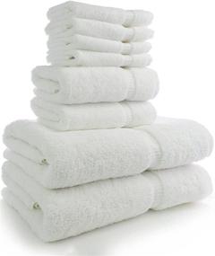 img 2 attached to Turkuoise Turkish Towel - 8-Piece Turkish Cotton Towel Set, Eco-Friendly, White, 2 Bath Towels, 2 Hand Towels, 4 Washcloths
