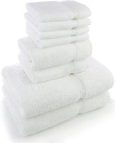 img 1 attached to Turkuoise Turkish Towel - 8-Piece Turkish Cotton Towel Set, Eco-Friendly, White, 2 Bath Towels, 2 Hand Towels, 4 Washcloths