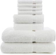 turkuoise turkish towel - 8-piece turkish cotton towel set, eco-friendly, white, 2 bath towels, 2 hand towels, 4 washcloths logo