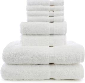 img 3 attached to Turkuoise Turkish Towel - 8-Piece Turkish Cotton Towel Set, Eco-Friendly, White, 2 Bath Towels, 2 Hand Towels, 4 Washcloths