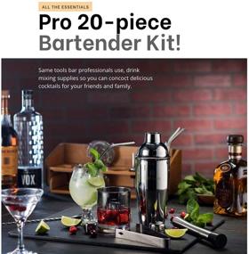 img 3 attached to 🍹 Upgrade Your Bartending Skills with the Mitbak 20-Piece Bartender Kit - Impress with a Pro Look, Including a 25 OZ Cocktail Shaker Bottle, Strainer, Jigger, Steel Straws, Whiskey Stones & More - Perfect for Gifting!