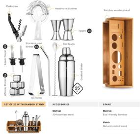 img 2 attached to 🍹 Upgrade Your Bartending Skills with the Mitbak 20-Piece Bartender Kit - Impress with a Pro Look, Including a 25 OZ Cocktail Shaker Bottle, Strainer, Jigger, Steel Straws, Whiskey Stones & More - Perfect for Gifting!