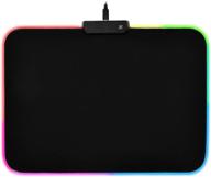 large extended rgb gaming mouse pad with 14 lighting modes, non-slip rubber base, waterproof surface, keyboard mousepad (13.8 x 9.8 x 0.2 inch) - black-m logo