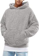 🧥 men's fuzzy sherpa pullover hoodie with long sleeves, front pocket, and winter hood - fall outwear for sports logo