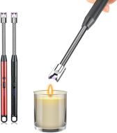 🕯️ 2 пакета зажигалки для свечей с usb зарядкой: безогневая ветрозащитная дуговая зажигалка для ароматерапии, свечей, барбекю, походов - черная и красная - дисплей заряда батареи, кнопка безопасности, 360° вращение логотип