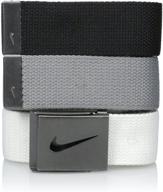 🔳 men's matte black hardware white accessories and belts by nike logo