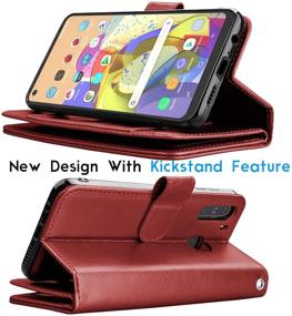 img 1 attached to Galaxy A21 Case, [US Version] Luxury PU Leather Wallet Case with Card 📱 Slots, Tekcoo Detachable Magnetic Hard Case Flip Cover with Kickstand for Samsung A21 [Red]