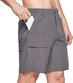 img 4 attached to 🩳 Baleaf Men's Lightweight Stretchy Elastic Waist Quick Dry Cargo Shorts with Zip Pockets - Ideal for Hiking and Fishing