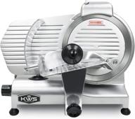 kws ms-10ns premium commercial 320w electric meat slicer: efficient stainless steel blade for deli, frozen meat, cheese, and more, low noise - etl and nsf certified for commercial and home use logo