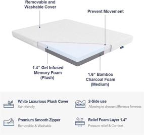 img 2 attached to 🌿 Avenco Twin Foam Mattress Topper: 3 Inch Memory Foam, Removable Cover, Medium Firm - Odor-Preventing Bamboo Foam for Kids