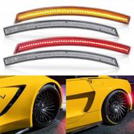 nslumo led side marker lights for chevy corvette c7 2014-2019 - clear lens, amber/red front rear signal logo