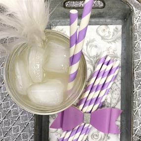 img 2 attached to 🌿 Бумажные соломинки Lavender and Silver Stripe/Chevron 100 штук - 7,75 дюйма - Лиловые и белые