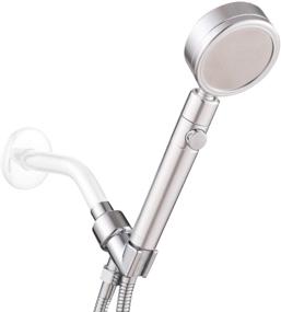 img 4 attached to 🚿 Premium Metal Handheld Shower Head with ON/OFF Switch - 360° Rotating, Hose and Holder Included, 65" Flexible Hose, Adjustable Bracket - Polished Chrome Finish