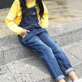 img 1 attached to 👖 LAVIQK Girls' Distressed Stretchy Ripped Overalls