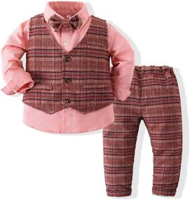 img 4 attached to 👔 Cotton Bowtie Sleeve Shirts for Boys' Clothing Sets