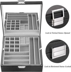 img 2 attached to 📦 Oyydecor Gray 2-Layer Pu Leather Jewelry Box: Organize, Display, and Secure Your Treasures!
