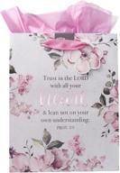 🎀 christian art gifts pink gift bag/tissue paper set: trust in the lord proverbs 3:5 bible verse - medium size logo