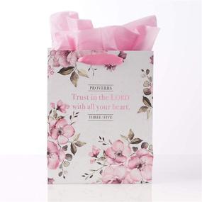 img 2 attached to 🎀 Christian Art Gifts Pink Gift Bag/Tissue Paper Set: Trust in The Lord Proverbs 3:5 Bible Verse - Medium Size