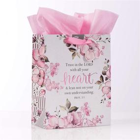 img 3 attached to 🎀 Christian Art Gifts Pink Gift Bag/Tissue Paper Set: Trust in The Lord Proverbs 3:5 Bible Verse - Medium Size