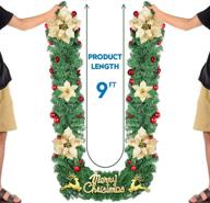 🎄 winisok 9 ft christmas garlands with 100 led lights, 240 branch tips battery operated merry christmas sign, deer & christmas flowers wreath holiday decor for outdoor or indoor lighted xmas decorations logo