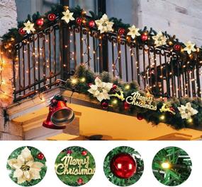 img 3 attached to 🎄 Winisok 9 Ft Christmas Garlands with 100 LED Lights, 240 Branch Tips Battery Operated Merry Christmas Sign, Deer & Christmas Flowers Wreath Holiday Decor for Outdoor or Indoor Lighted Xmas Decorations