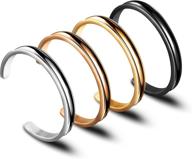 zuo bao hair tie bracelet - polished stainless steel cuff bangle for women and girls with grooved design logo