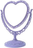 akoak simple & lovely heart-shaped cosmetic mirror - lightweight plastic double-sided rotatable dresser mirror for bathroom & bedroom - four-color options (purple) логотип