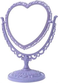 img 4 attached to AKOAK Simple & Lovely Heart-Shaped Cosmetic Mirror - Lightweight Plastic Double-Sided Rotatable Dresser Mirror for Bathroom & Bedroom - Four-Color Options (Purple)