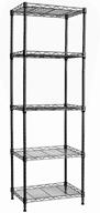 versatile 5-wire shelving metal storage rack: adjustable shelves for laundry, bathroom, kitchen, pantry, and closet - black logo